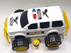 Sallanan Kafa Emoji Hediye 46cm Dev Tekerli Jumbo Polis Aracı 4x4 Jeep Süper Gösterişli Oyuncak