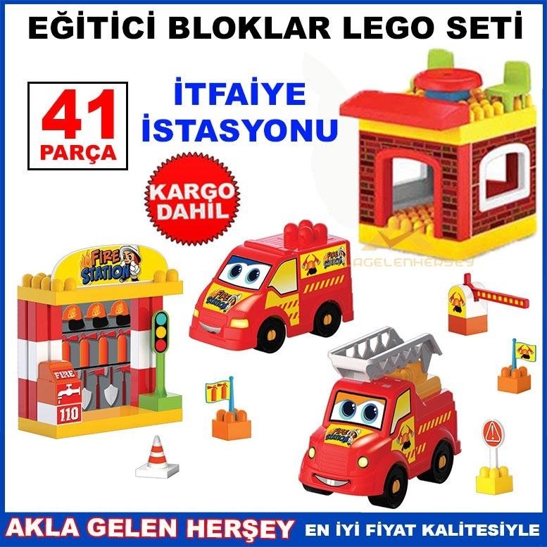 Ücretsiz Kargo DEDE EĞİTİCİ OYUNCAK İTFAİYE İSTASYONU LEGO SETİ