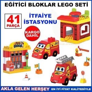 Ücretsiz Kargo DEDE EĞİTİCİ OYUNCAK İTFAİYE İSTASYONU LEGO SETİ