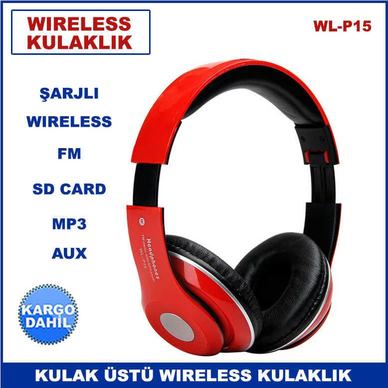Katlanır Kulak Üstü Kablosuz Wireless Kulaklık Şarj Edilebilir Aux, Sd Kart, Fm Desteği