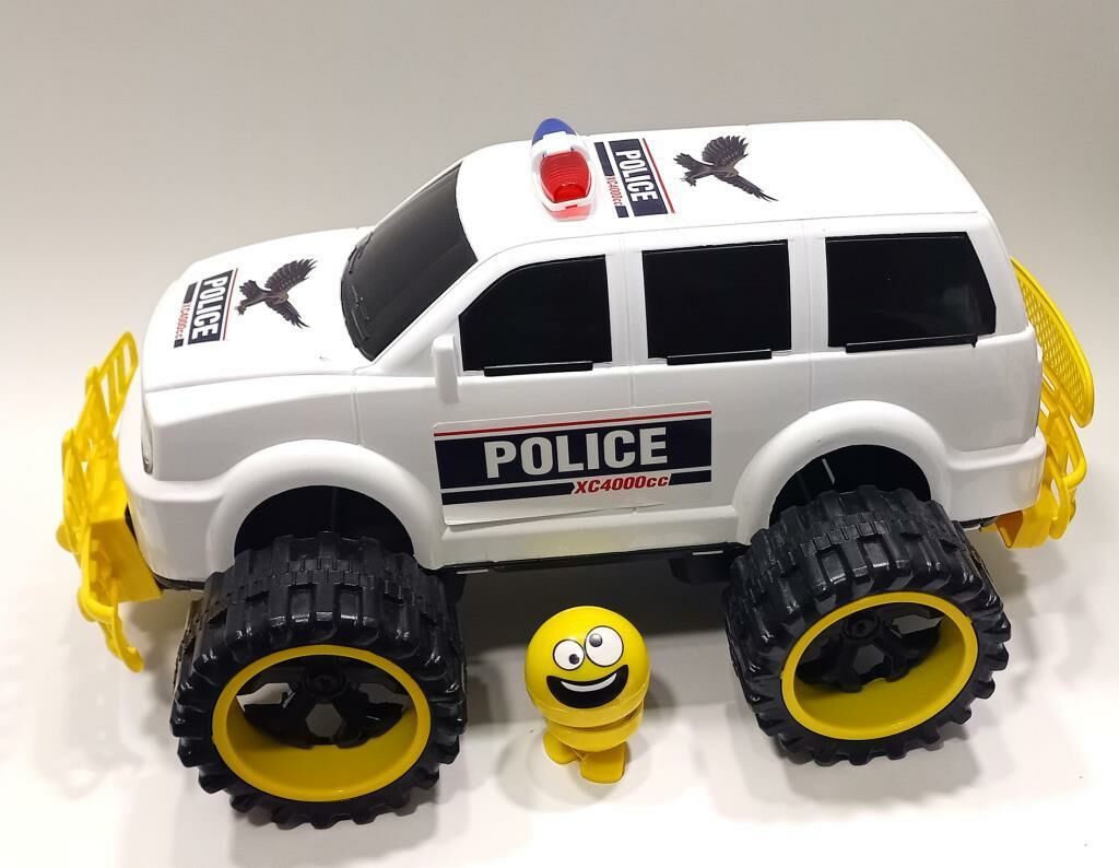Sallanan Kafa Emoji Hediye 46cm Dev Tekerli Jumbo Polis Aracı 4x4 Jeep Süper Gösterişli Oyuncak
