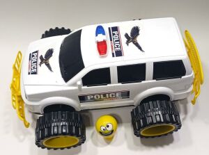Sallanan Kafa Emoji Hediye 46cm Dev Tekerli Jumbo Polis Aracı 4x4 Jeep Süper Gösterişli Oyuncak