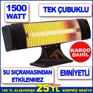 1500 WATT GÜCÜNDE TEK ÇUBUKLU İNFRARED EMNİYETLİ YER SOBASI