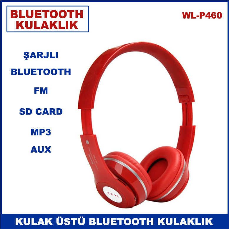 Kablosuz Kulak Üstü Bluetooth Katlanabilir Şarj Edilebilir Kulaklık Fm, Aux Sd Kart Desteği