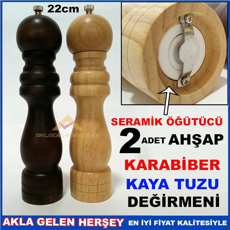 2 Ad SERAMİK ÖĞÜTÜCÜLÜ AHŞAP KARABİBER DEĞİRMENİ