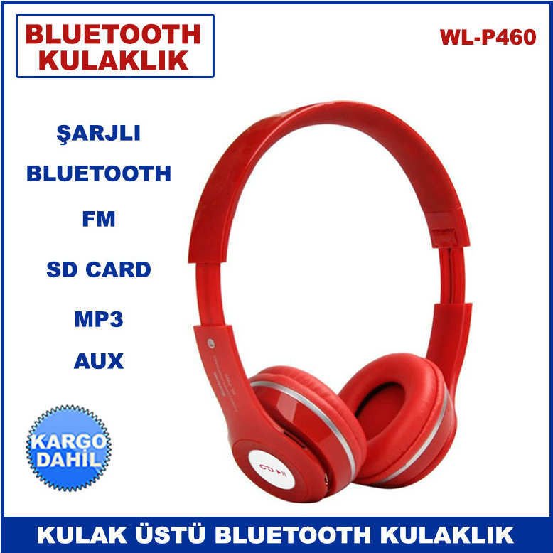 Kablosuz Kulak Üstü Bluetooth Katlanabilir Şarj Edilebilir Kulaklık Fm, Aux Sd Kart Desteği