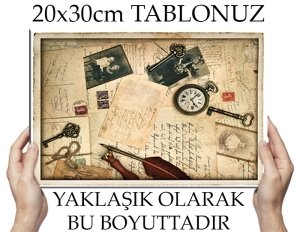 VINTAGE MASASI 6 değişen ölçü ORİJİNAL KANVAS TABLO