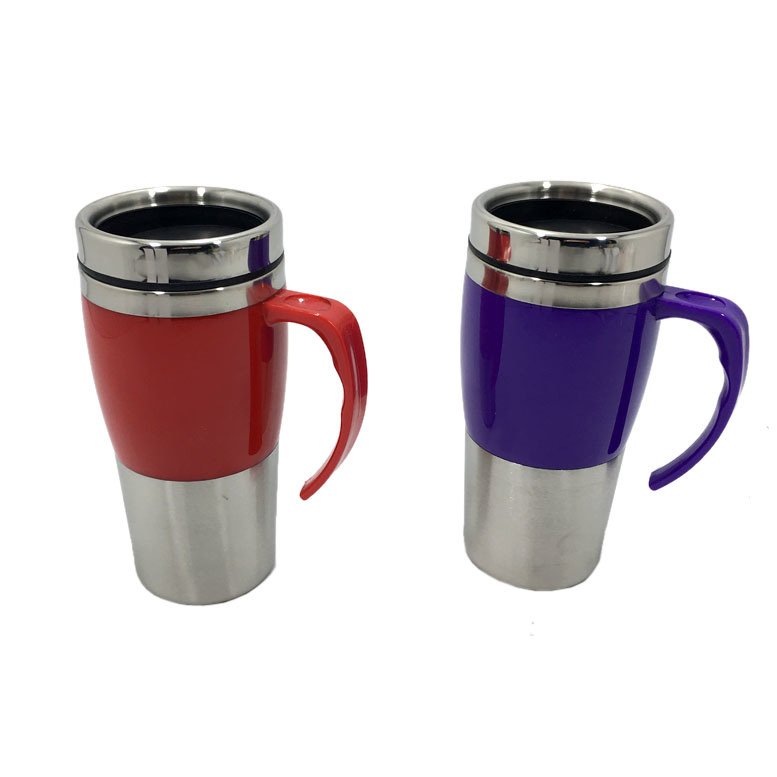 İçi Çelik Uzun Termos Kupa Bardak Kulplu 500 ml Kahve Kupası 6045