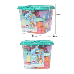 3127 Play Blox Pastel Blok Yapı Oyuncakları 107 Parça ,Kovalı ,1 Yaş ve Üzeri