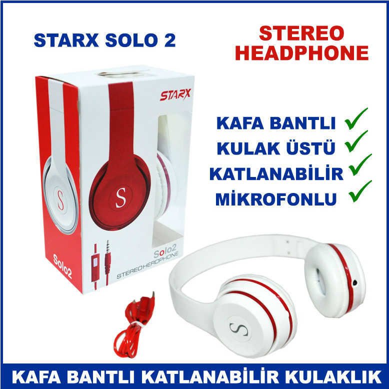 Starx Solo 2 Katlanabilir Mikrofonlu Kulak Üstü Kulaklık - Stereo Headphone