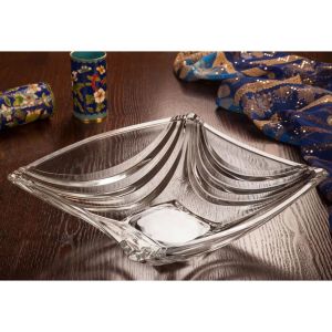 LADAN-697 DEKORATİF ŞIK ŞEFFAF KALIN CAM BÜYÜK SALATA KASESİ, ORTA, SERVİS TABAĞI