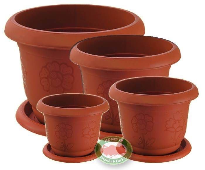 11.6 Litre 8no Büyük Boy Yuvarlak Çiçek Saksısı Toprak Görünümlü Ø37xh.28 İç ve Dış Mekan Saksısı