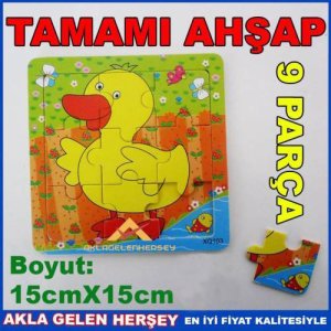 Çocuklar İçin Eğitici 9 Prc Ahşap Civciv Puzzle
