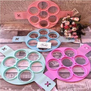 Silikon Pancake Tava Kalıbı Renkli Dekoratif 7 Delikli Yumurta ve Pancake Aparatı