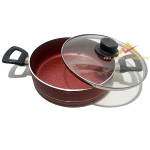 PETEK TABANLI GRANİT İÇ YÜZEYLİ 22cm KIRMIZI KARNIYARIK TENCERESİ