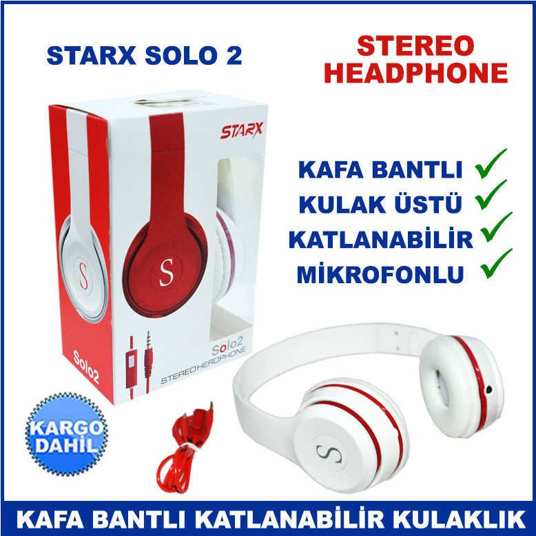 Starx Solo 2 Katlanabilir Mikrofonlu Kulak Üstü Kulaklık - Stereo Headphone