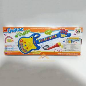Çocukların Eğlenceli Zaman Geçirebilecekleri Mikrofon İle Müziğe Eşlik Edebilecekleri Sesli Işıklı Gitar