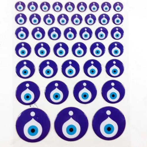 Boy Boy Nazar Boncukları Serisi Kabartmalı Yapışan Stickerlar 42 Adet 