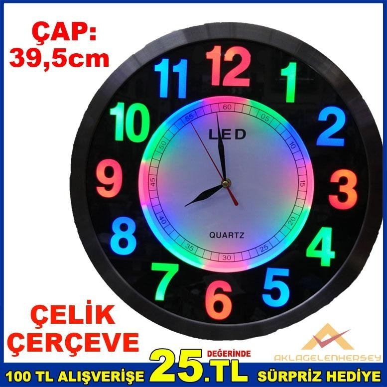 ÇELİK ÇERÇEVE BÜYÜK BOY LED IŞIKLI DUVAR SAATİ