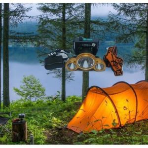 Kırgıl V3913 Şarjlı 3'lü Fener Kafa Üstü Süper Led Kamp Feneri 4 Fonksiyonlu Çakarlı