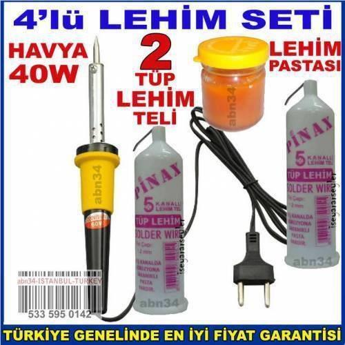  Kalem Havya Lehim Seti 4lü Lehim Seti,2 Tüp Lehim,40w Kalem Havya,Lehim Pastası 4 Lü Lehim Seti 