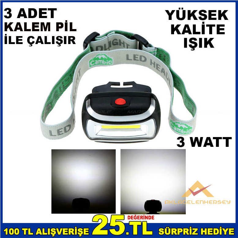 PROFESYONEL COB LEDLİ 3 WATT KAFA LAMBASI