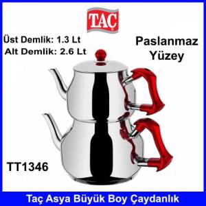 Taç TT1346 Asya Büyük Boy Kırmızı Kulplu Çaydanlık