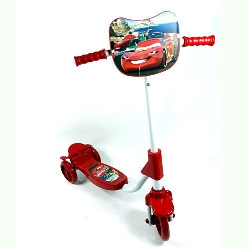 Yarış Arabaları Desenli Kırmızı Çocuk Scooter Frenli Demir Scooter