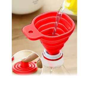 Pratik Kullanışlı Yer Kaplamayan  Mini Silikon Katlanır Huni Kırmızı Huni