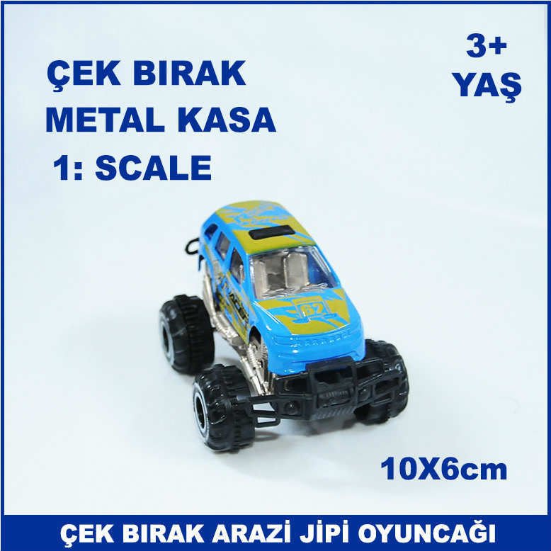 Çek Bırak Özellikli Metal Kasalı Arazi Jipi Oyuncağı 1:64 Scale Oyuncak Araba