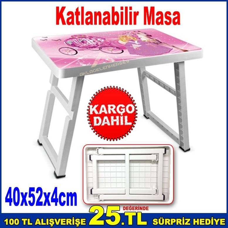 Katlanabilir Piknik Masası 40x52x4cm Barbie Desenli Piknik Sehpa