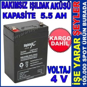 Lightex LT-45 Akü 4volt, 5.5Amper bakımsız ışıldak aküsü Ataba-GP Türkiye Garantisiyle 46x68,h=98mm