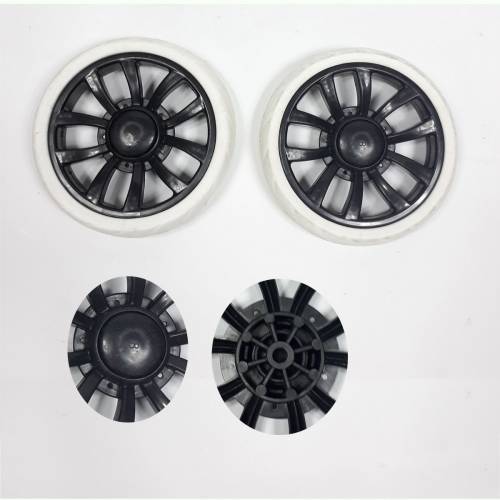 Pazar Arabası 17x17cm Teker Takımı Plastik Siyah Beyaz