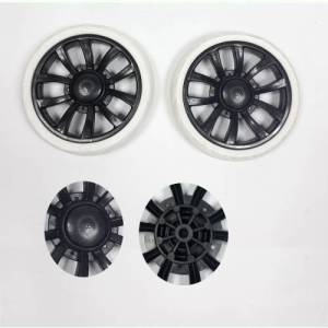 Pazar Arabası 17x17cm Teker Takımı Plastik Siyah Beyaz