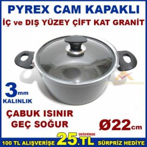 Döküm Alüminyum Derin Granit Tencere 22cm