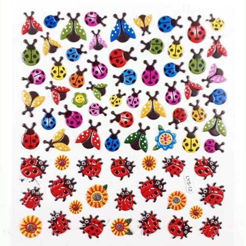 Boy Boy Renkli Uğur Böcekleri Serisi Kabartmalı Yapışan Stickerlar