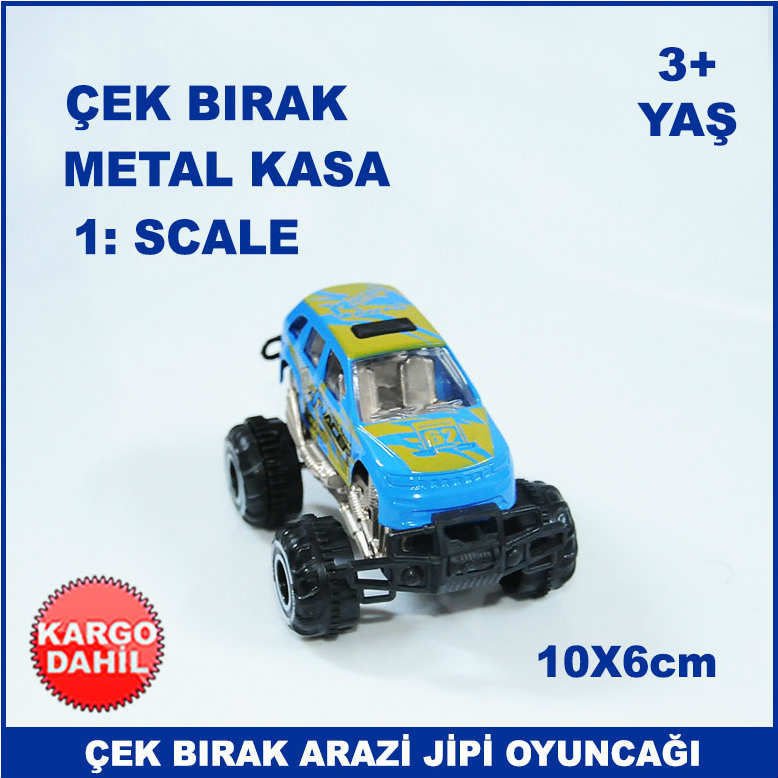 Çek Bırak Özellikli Metal Kasalı Arazi Jipi Oyuncağı 1:64 Scale Oyuncak Araba