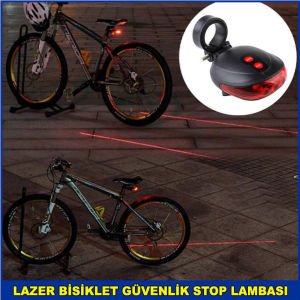 Güvenlik Şeritli Lazer ve Led Işıklı Bisiklet Stop Lambası