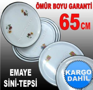 65cm SİNİ SAĞLIKLI ÇİNKO SOFRA SERVİS TEPSİSİ 65cm İÇİ ÇİÇEK BEYAZ EMAYE TEPSİ HİJYENİKTİR KD
