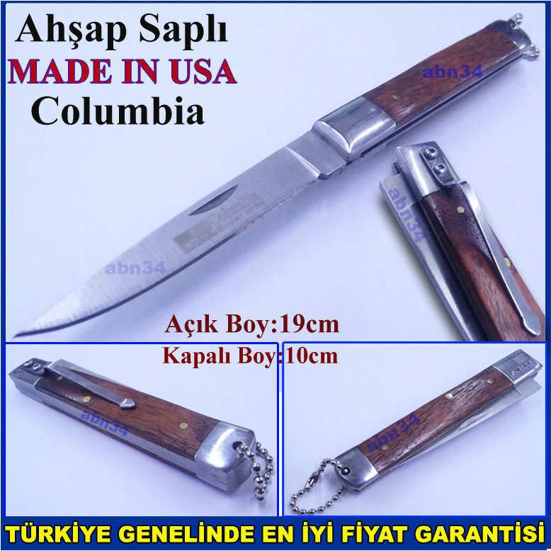 Ahşap saplı 19cm avcı çakısı Made in USA Columbia paslanmaz çelik Avcı,Dağcı Kamp Çakısı Efendi Çakı