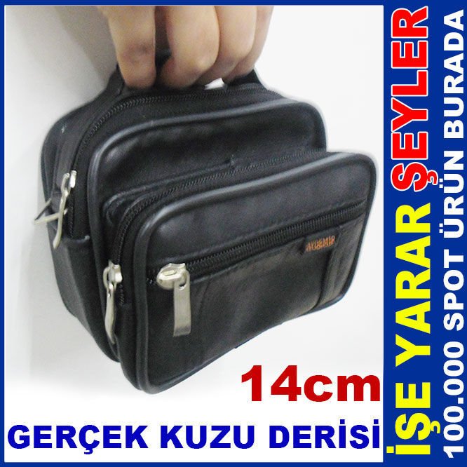 ASKILI KEMERE TAKILAN GERÇEK DERİ EL ÇANTASI