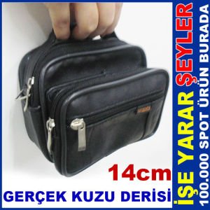 ASKILI KEMERE TAKILAN GERÇEK DERİ EL ÇANTASI