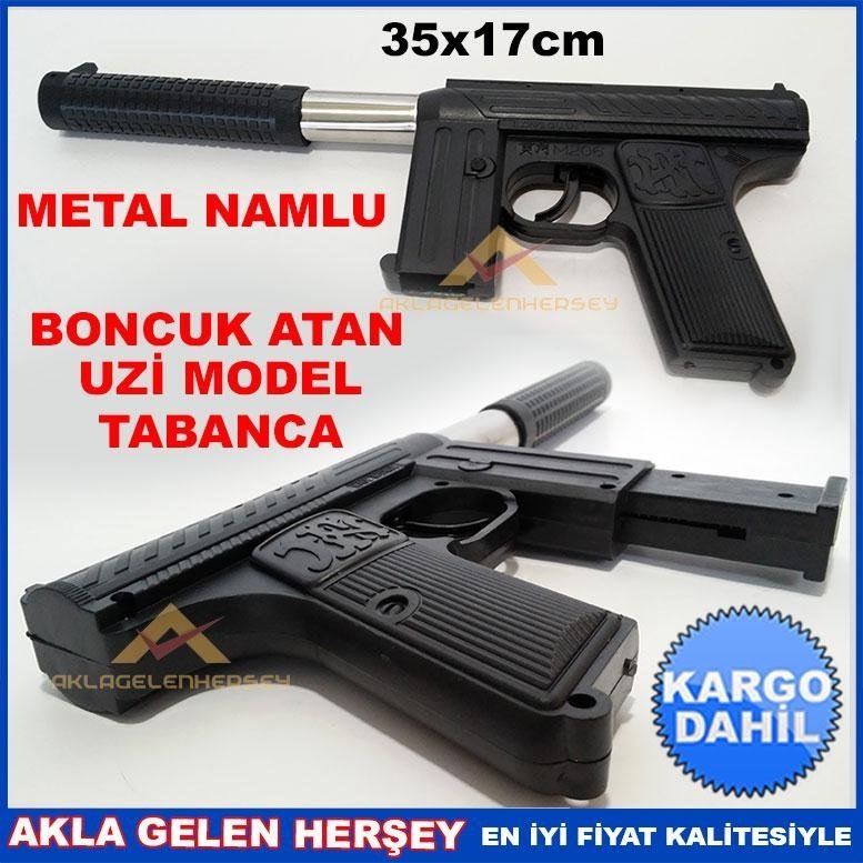 Ücretsiz Kargo METAL NAMLULU OYUNCAK UZİ BONCUK ATAN TABANCA