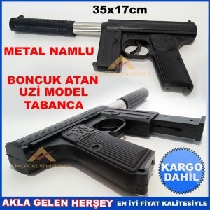Ücretsiz Kargo METAL NAMLULU OYUNCAK UZİ BONCUK ATAN TABANCA
