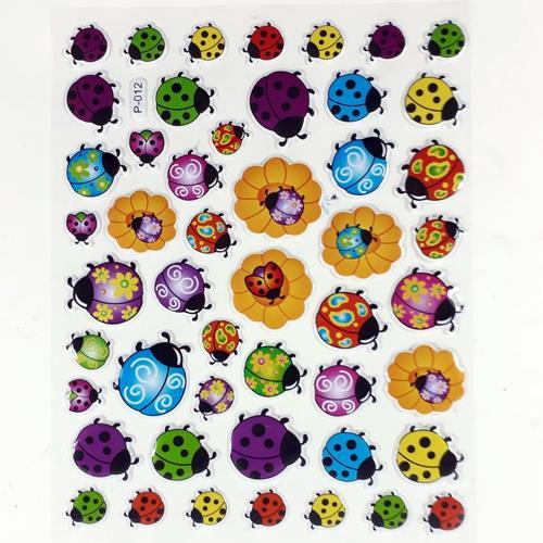 Uğur Böceği Ve Çiçekler  Stickerlar Serisi Kabartmalı Yapışan Süper Kalite