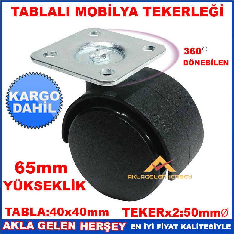 50mm DÖNER TABLALI SANDALYE MOBİLYA TEKERLEĞİ KD