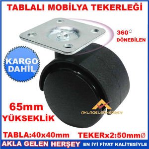 50mm DÖNER TABLALI SANDALYE MOBİLYA TEKERLEĞİ KD