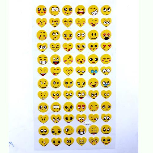 Kalp ve Yuvarlak Emoji Stickerlar Serisi Kabartmalı Yapışan 72 adet