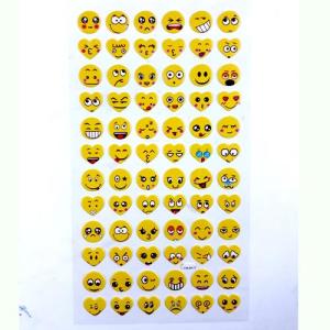 Kalp ve Yuvarlak Emoji Stickerlar Serisi Kabartmalı Yapışan 72 adet