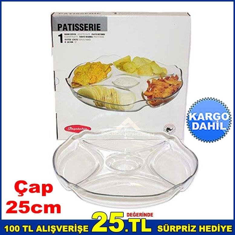 Paşabahçe Servis Tabağı 25cm Çap 5 Boş Hazneli Çok Amaçlı Tabak